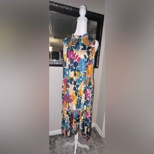 Boutique mts size large jewel tone floral maxi dress